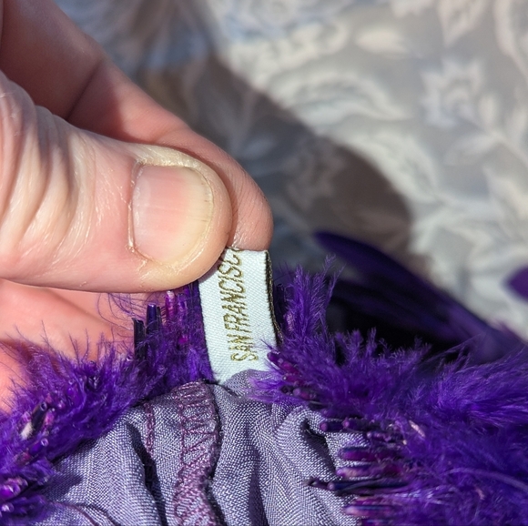 Oi San Francisco VINTAGE Velvet Christmas Stocking Purple High Heel Feathers - Picture 10 of 10